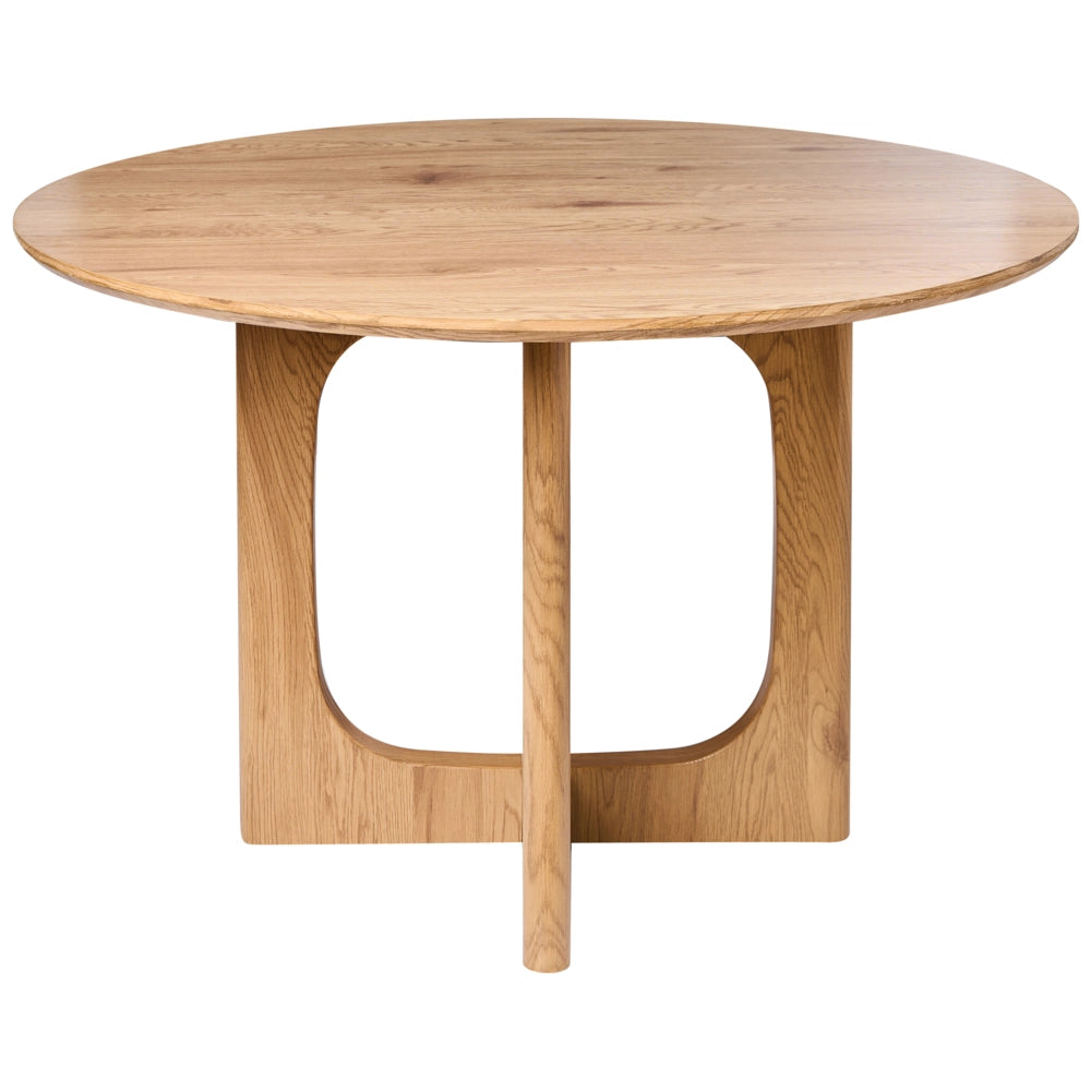 Tavolo da pranzo moderno in MDF e rattan ø 120 cm Mobili da soggiorno Marrone chiaro