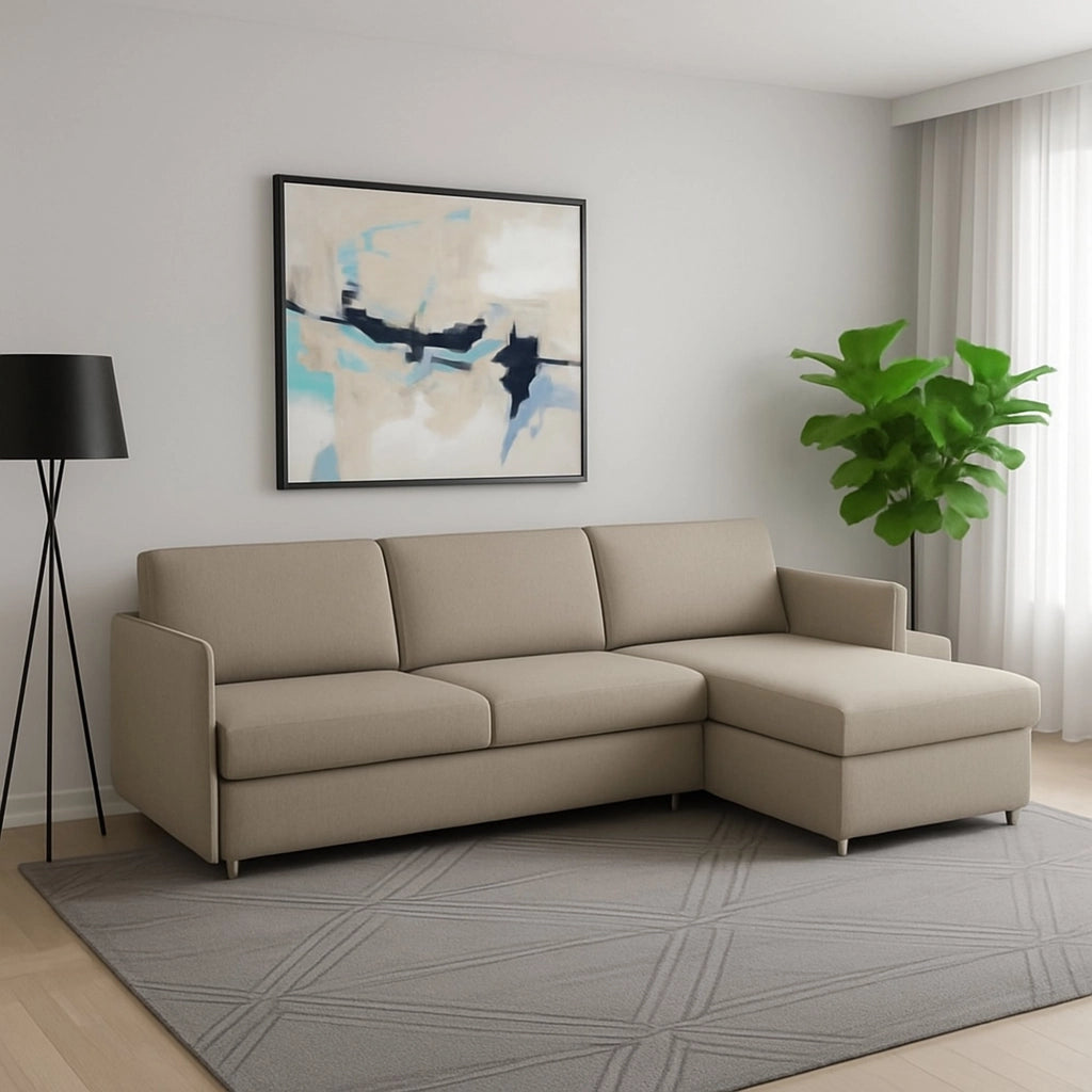 Posina, Divano Fisso con Penisola Sfoderabile Made in Italy, 260x160 cm Grigio Tortora\