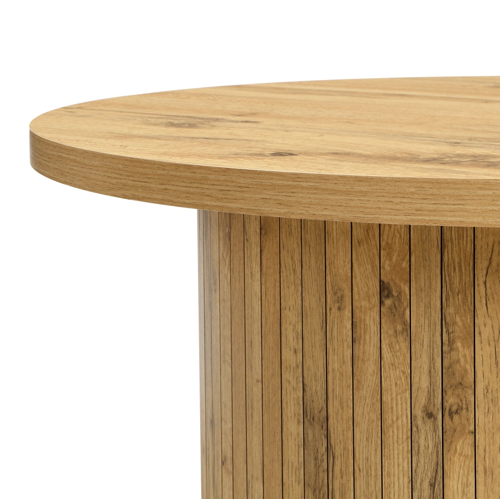 Set di tavolini da salotto rotondi 75x75x36 cm e 50x50x50.5 cm in MDF colore naturale