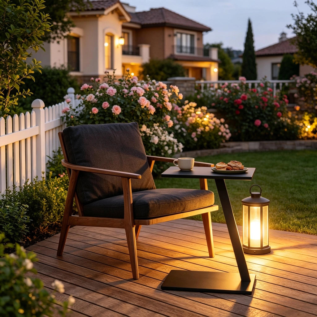 Tavolino basso a C con piano in MDF e struttura in metallo, nero, per soggiorno e camera da letto, 48 × 64,5 × 33 cm