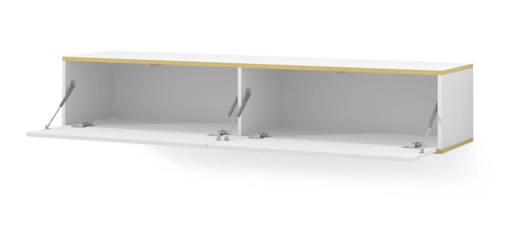 Mobile tv sospeso WABI cm 180x40x33h bianco opaco bordo oro