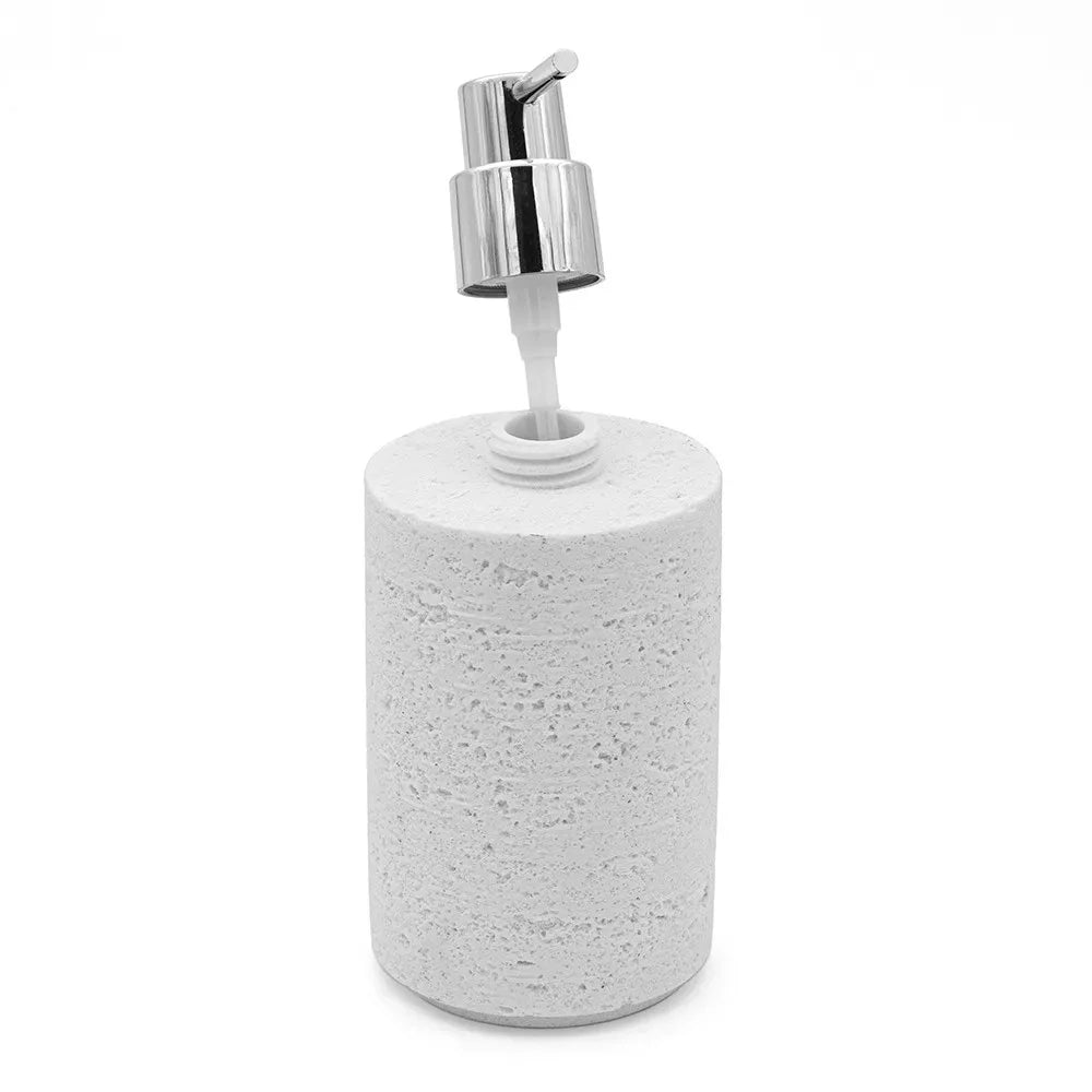 Dispenser sapone da appoggio bianco in resina effetto pietra Matera
