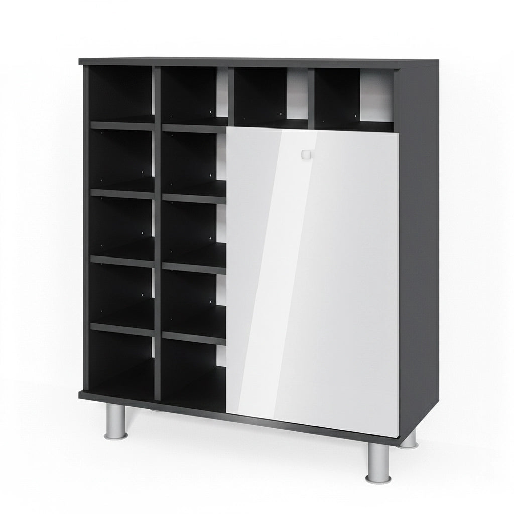 Armadietto da bagno con portabiancheria Fynn Bianco lucido 78.4 x 91.6 cm Vicco