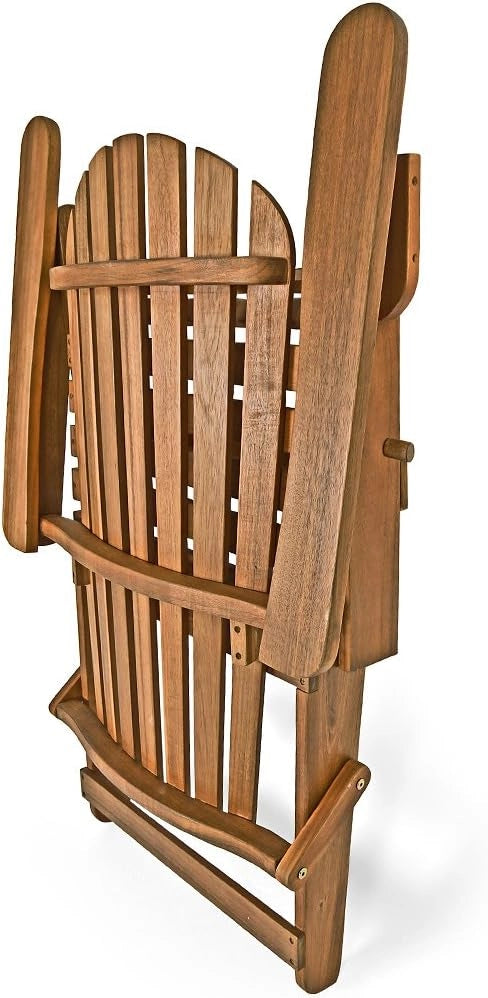Deuba® Sedia prendisole relax Adirondack in legno d' acacia pieghevole estremità arrotondate per giardino o terrazza