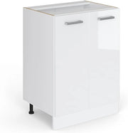 Mobiletto base cucina R-Line, Bianco lucido, 60 cm senza piano di lavoro, per la libera combinazione all'interno di sistemi cucina modulari