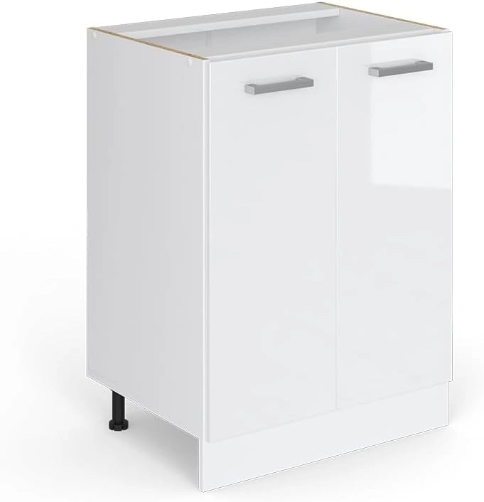 Mobiletto base cucina R-Line, Bianco lucido, 60 cm senza piano di lavoro, per la libera combinazione all'interno di sistemi cucina modulari