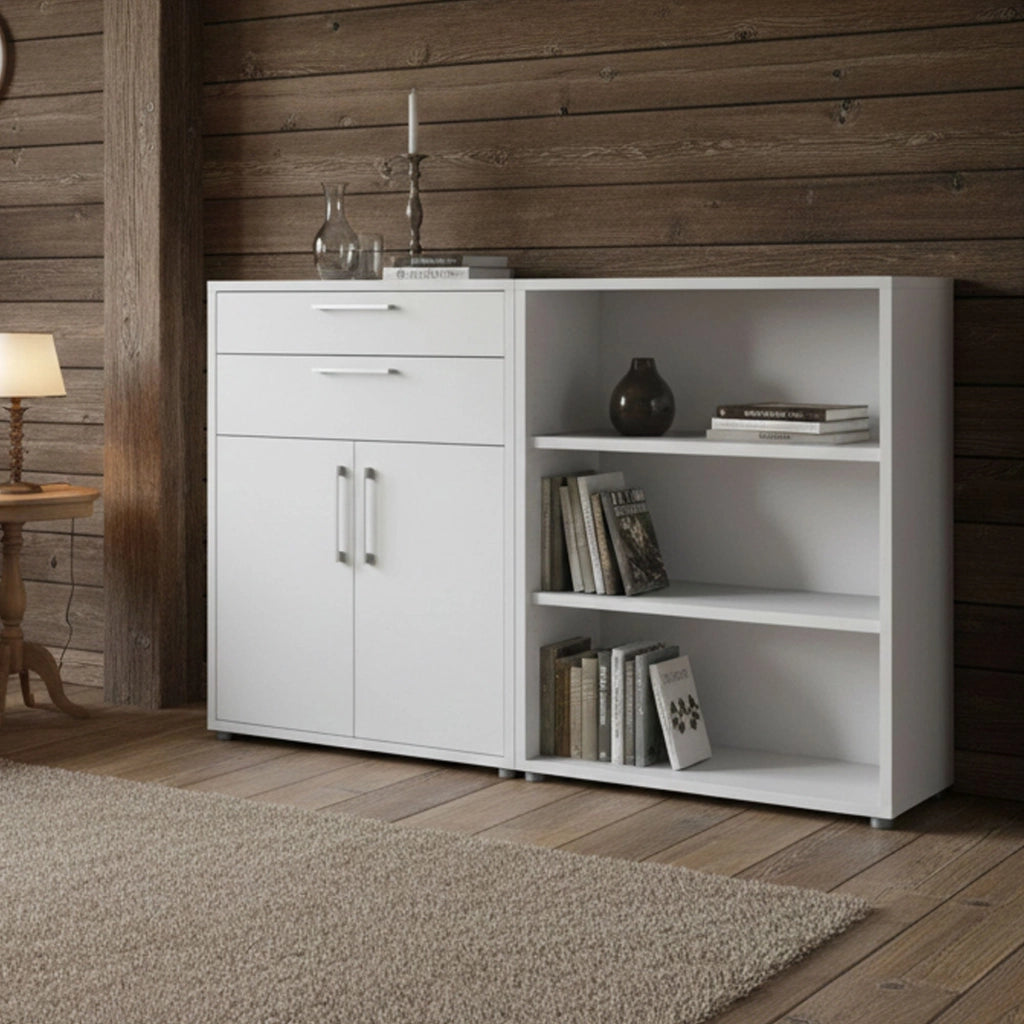 Credenza Albinea, Buffet da soggiorno, Madia da salotto, Dispensa da cucina, 178x40 h113 cm, Bianco