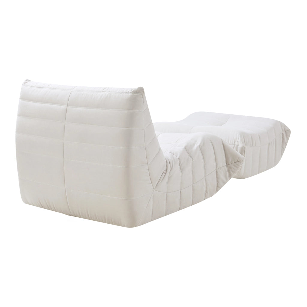 Set Kodsø di Poltrona Bassa e Pouf Poggiapiedi Imbottiti in Microfibra - Beige [en.casa]