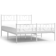 Letto matrimoniale | Letto per adulti | Giroletto con Testiera e Pediera Metallo Bianco 120x200 cm