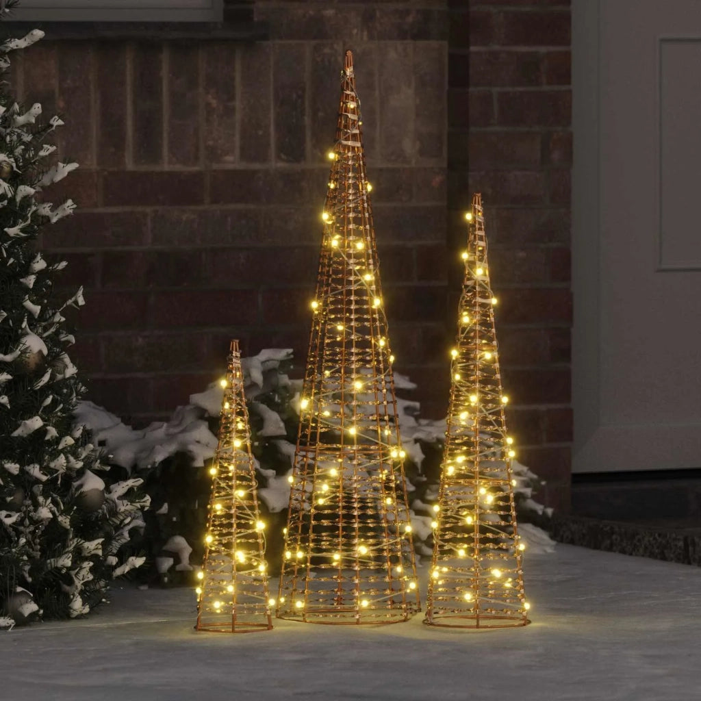 Albero di Natale 3 pcs Bianco caldo 20 x 20 x 80 cm PET