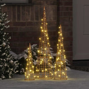 Albero di Natale 3 pcs Bianco caldo 20 x 20 x 80 cm PET