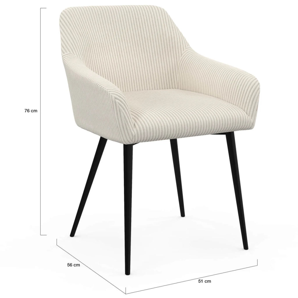 IDMarket - Set di 2 sedie e poltrone da pranzo JANY in velluto a coste beige