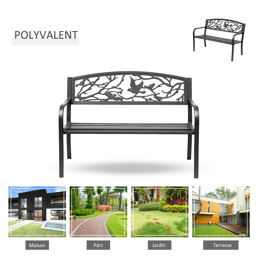 Panchina da giardino 2 posti per esterno balcone patio e terrazza design rustico chic robusta e pratica 127 x 60 x 85 cm