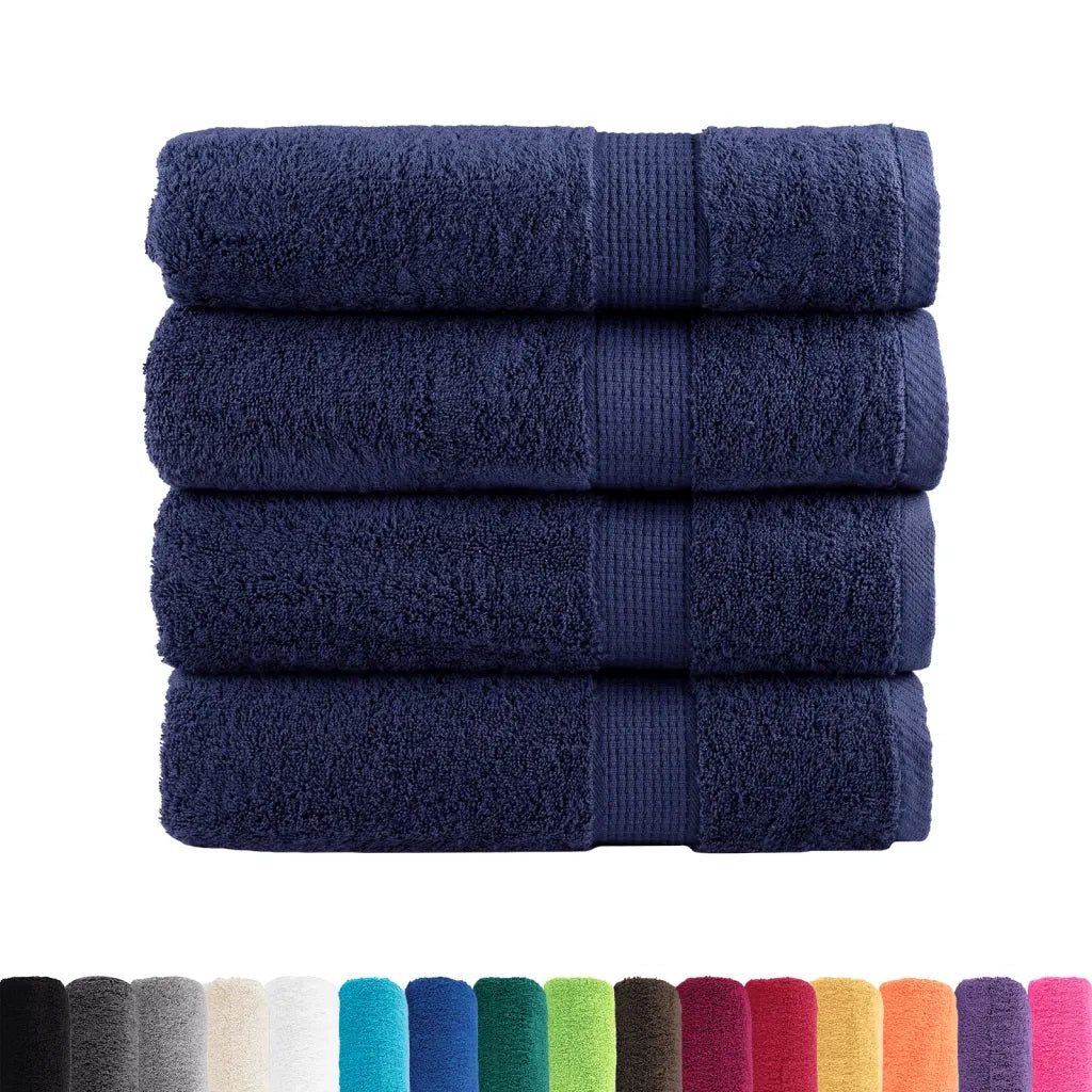 Asciugamani da doccia premium SOLUND 4 pezzi blu navy 70x140 cm 600 g/m² 137261