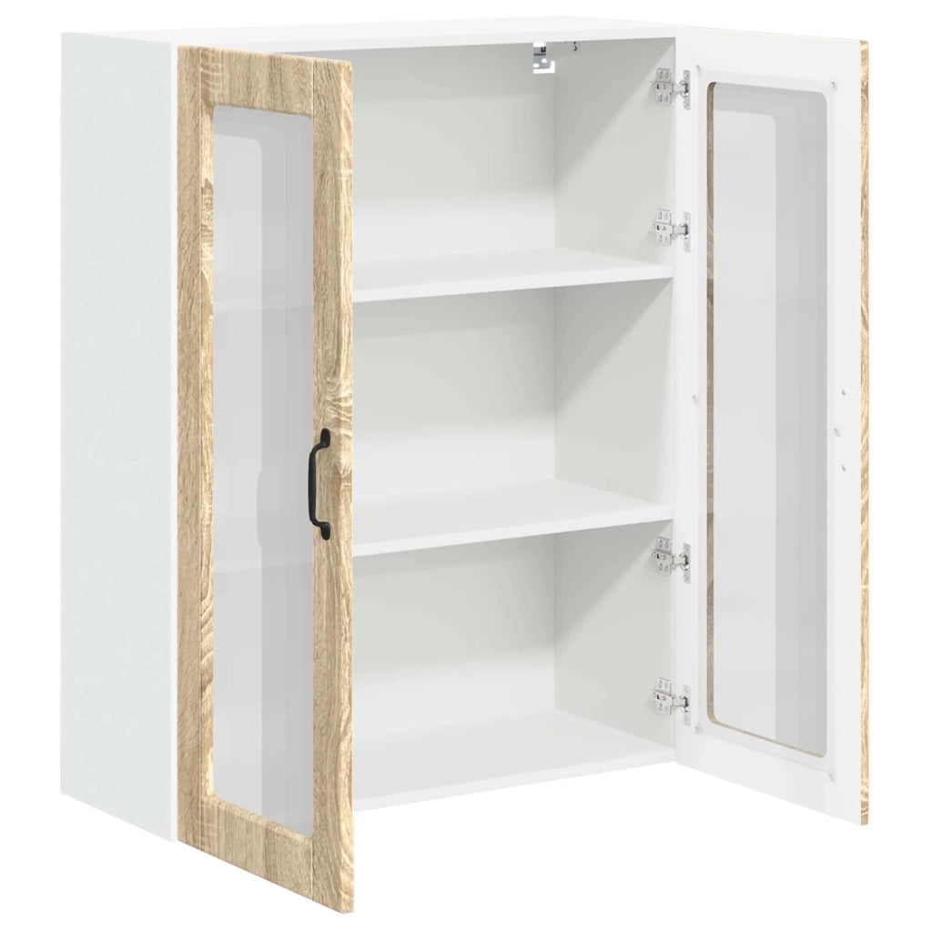 Pensile da cucina | Mobile in vetro da parete LUCCA Rovere Sonoma 80 x 31 x 100 cm
