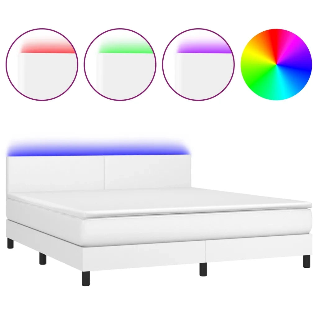 Giroletto Molle con Materasso e LED Bianco 160x200cm Similpellecod mxl 74874