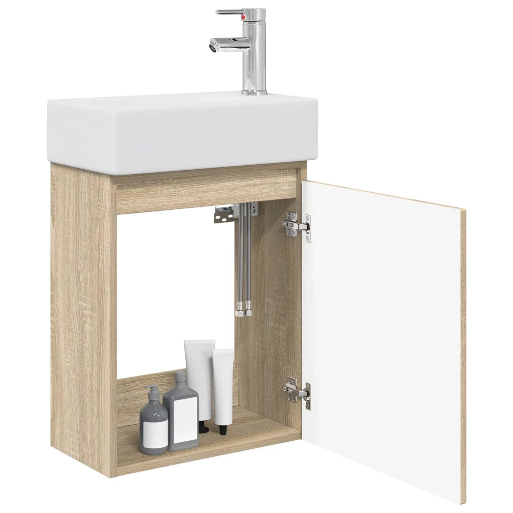 Mobile bagno con rubinetto Rovere Sonoma 45,5 x 22,5 x 84 cm