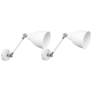 Set 2 Lampade da Parete applique In Metallo Bianco Orientabile Luce Di Posizione Forcellone Moderno