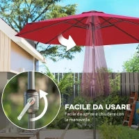 Ombrellone da Giardino 3x2.5 m Inclinabile con Palo Smontabile, in Metallo e Poliestere Rosso Scuro