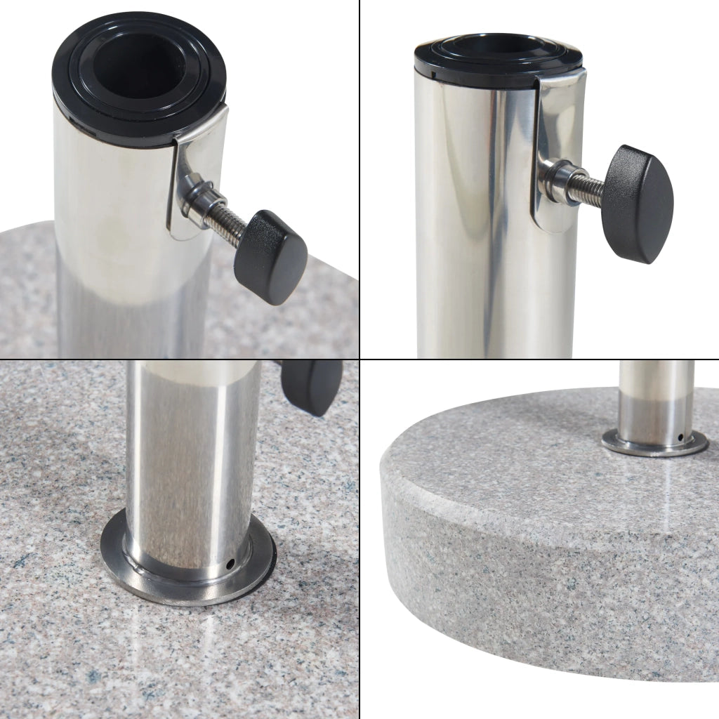 Base rotonda per ombrellone da giardino in granito 38 x 9 cm grigio 03_0010260