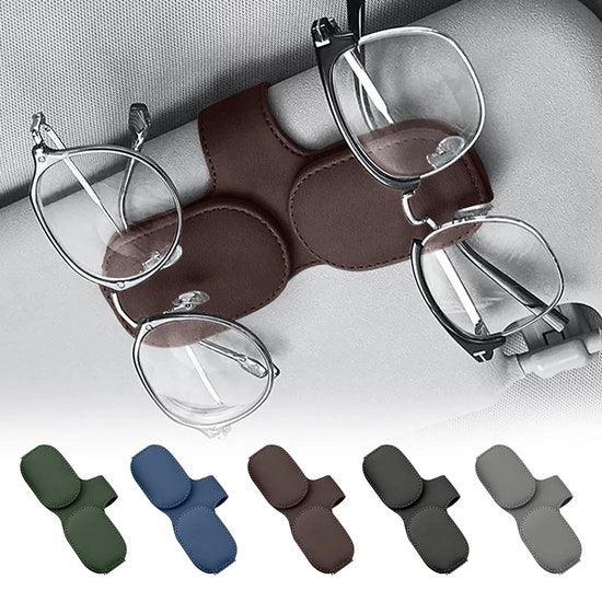 Supporto per occhiali da sole a doppia lama - Ombrellone per occhiali da sole automatico - Supporto per occhiali da sole con parasole - Autoadesivo - Pelle - Magnetismo forte