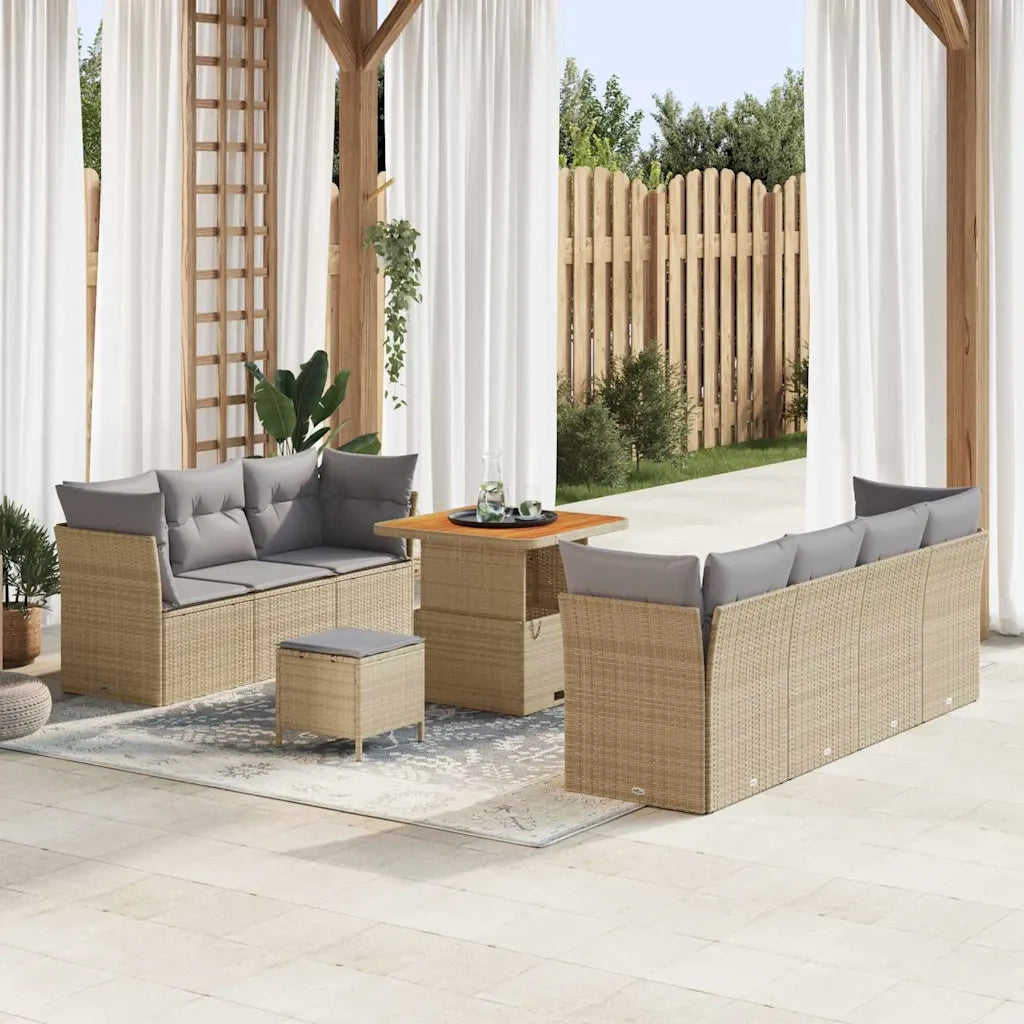 Set Divano da Giardino con cuscino 10 pcs beige e grigio chiaro 3363397