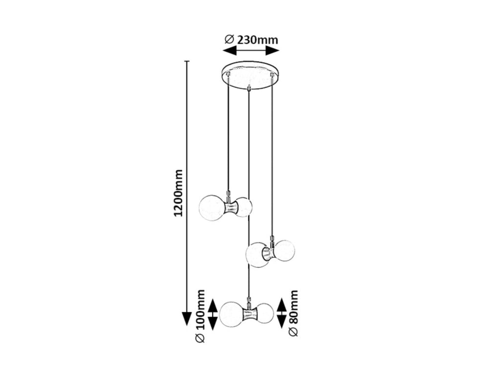 Lampadario Rabalux Lition nero vetro sfere bianche 6xG9