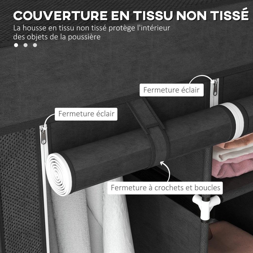 Armadio con ante scorrevoli in tessuto ¨C zephmum ¨C 125x43x162.5 cm