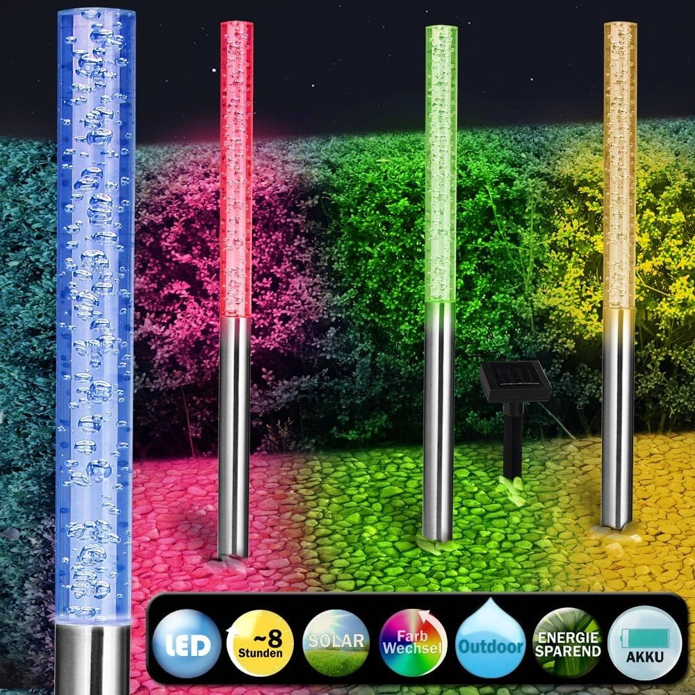 4x Illuminazione Solare LED Giardino Cambia Colore Crepuscolare Esterni Luce Fiaccole Lampada