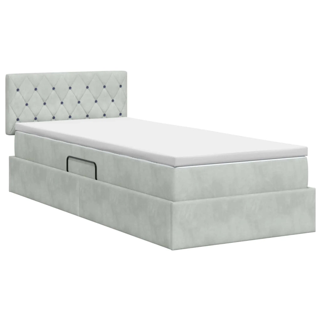Letto con Contenitore Grigio Chiaro 90 x 190 cm Velluto 3458715