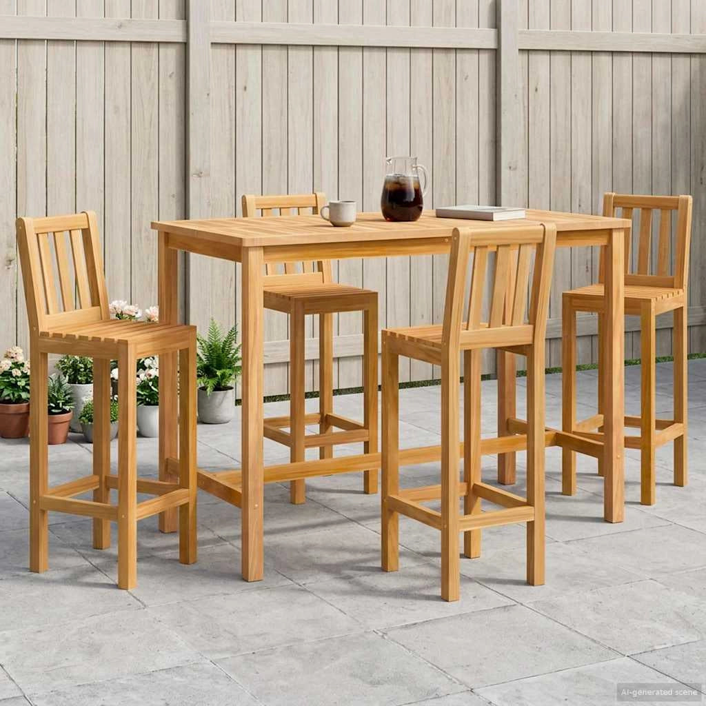 Set Bar da Esterno 5 pz Naturale Legno di teak solido 3422501