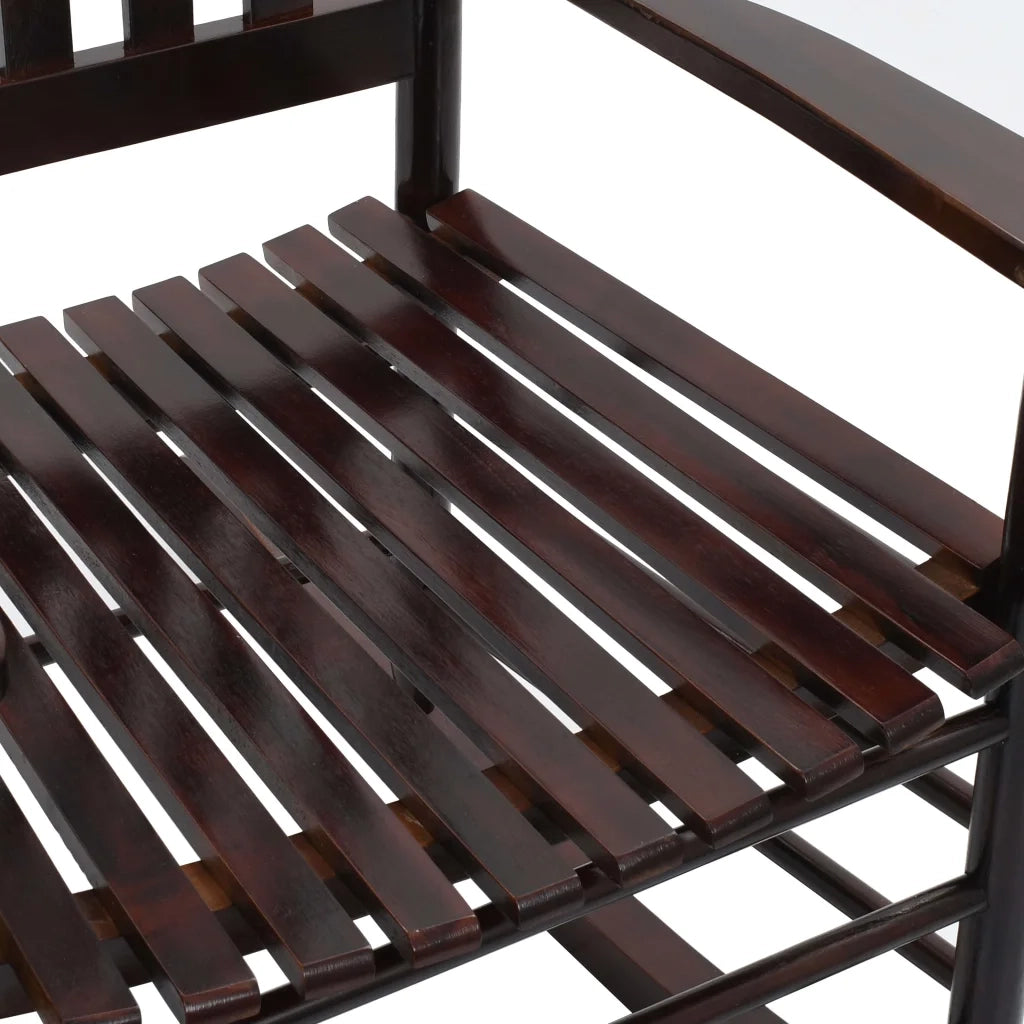 Sedia a Dondolo | Sedia da Giardino | Sedie da Esterno con Seduta Curva Marrone in Legno di Pioppo