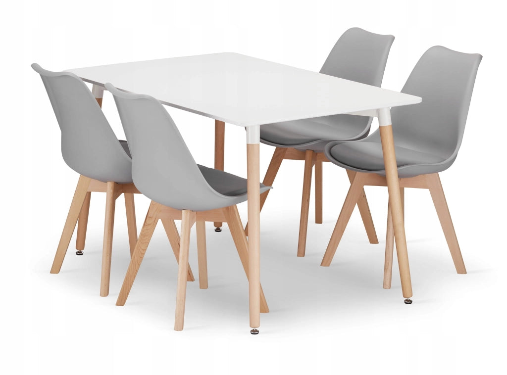 Valora SET TAVOLO RETTANGOLARE YURO 120x80 Bianco + 4 Sedie Grigio