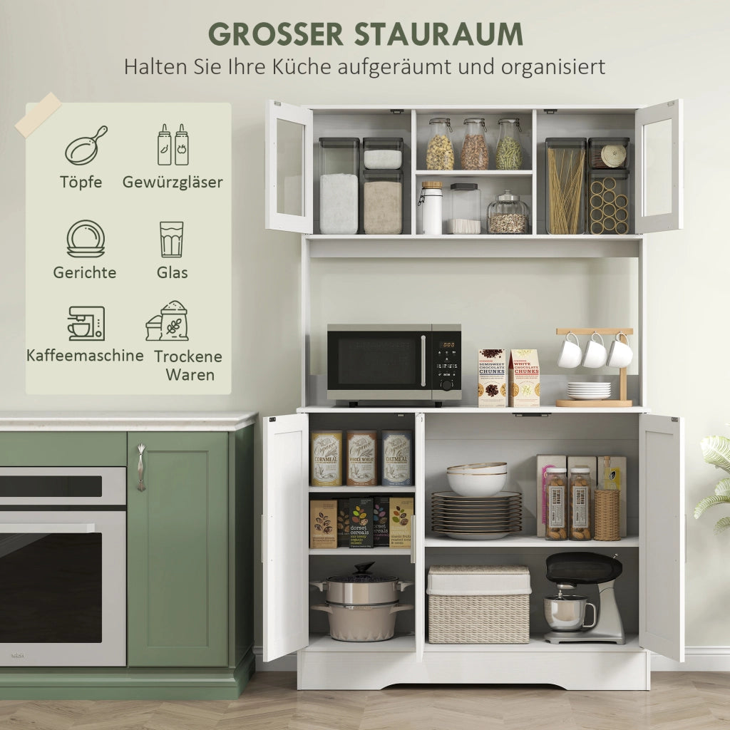 Mobile Cucina Scandinavia ¨C zephmum ¨C Bianco, Legno Multistrato e MDF, con Ante a Vetro e Ripiani Regolabili