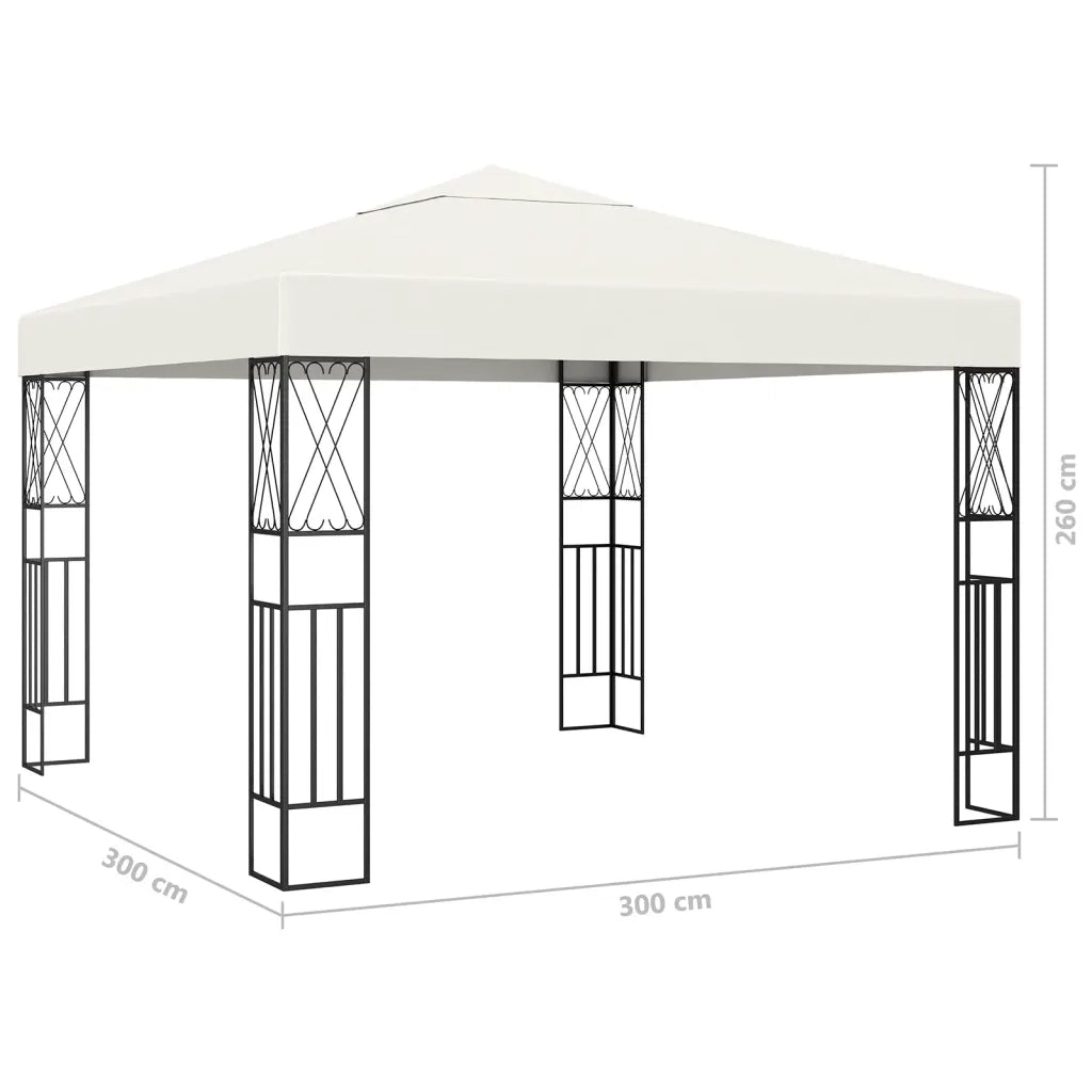 Gazebo con Stringa di Luci LED 3x3 m in Tessuto Crema 3070326