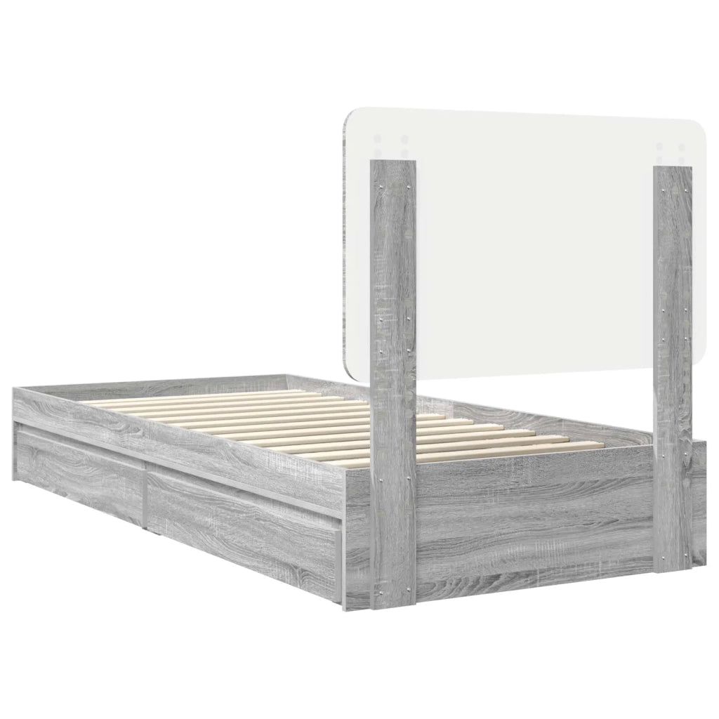 Letto con Contenitore con testiera Grigio Sonoma 90 x 200 cm