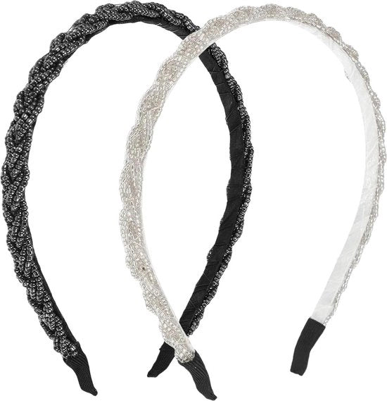 Bande per capelli a ciuffi di perle intrecciate per donne cinture eleganti per capelli lunghi accessori per capelli per occasioni speciali - Multicolore L
