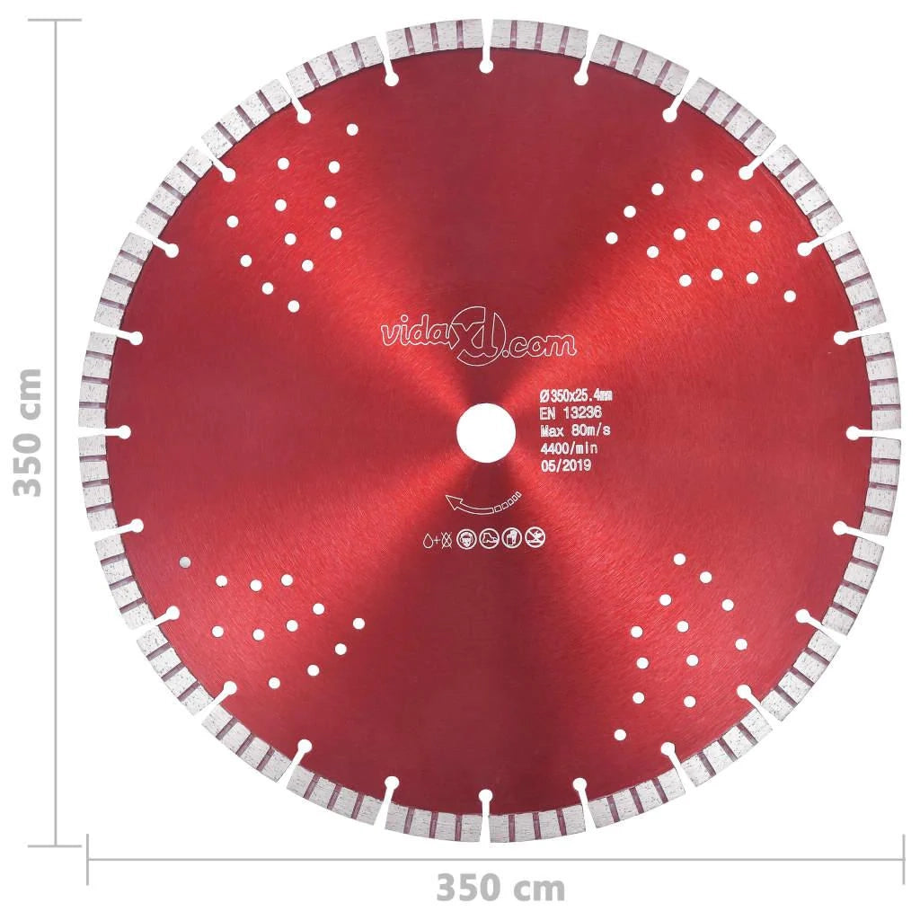 Disco da taglio diamantato con turbo e fori lama per sega per materiali in calcestruzzo disco per smerigliatrice smerigliatrice sega da tavolo acciaio resistente 350 mm 02_0003733
