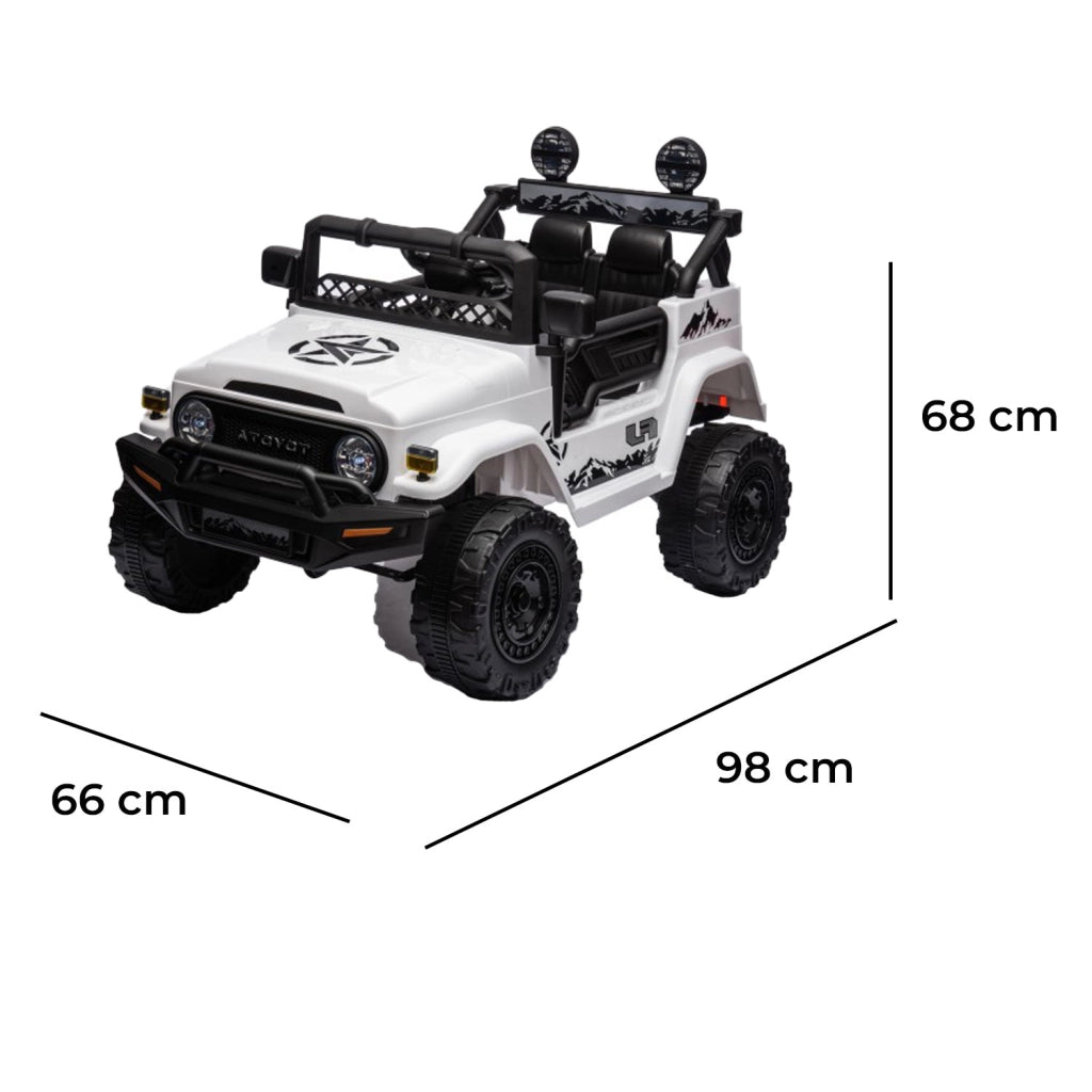 Macchina Elettrica per Bambini Fuoristrada Toyota Fj Cruiser 12V Telecomando Ruote in Gomma e Sedile in Pelle Bianco
