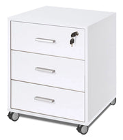 Cassettiera 3 Cassetti su Ruote 50x70x41 cm Bianco Fiammato