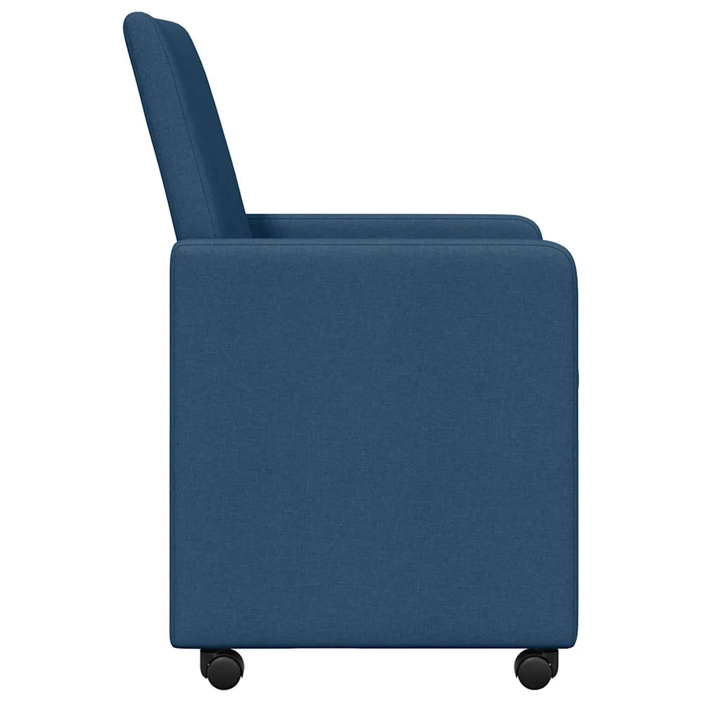 Sedie da Pranzo con Ruote 2 pcs Blu 57 x 66 x 94 cm Tessuto 42017815