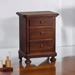 Comodino in legno massiccio, noce scuro arte povera mod Napoli