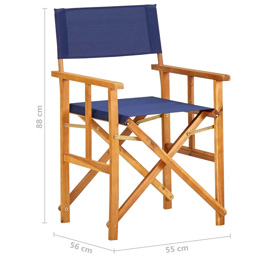 Sedia da Giardino | Sedia da Regista in Legno Massello di Acacia Blu