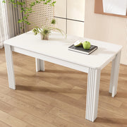 Tavolo da pranzo con piano ampio e 4 gambe stabili, in truciolare, per cucina e sala da pranzo, bianco moderno