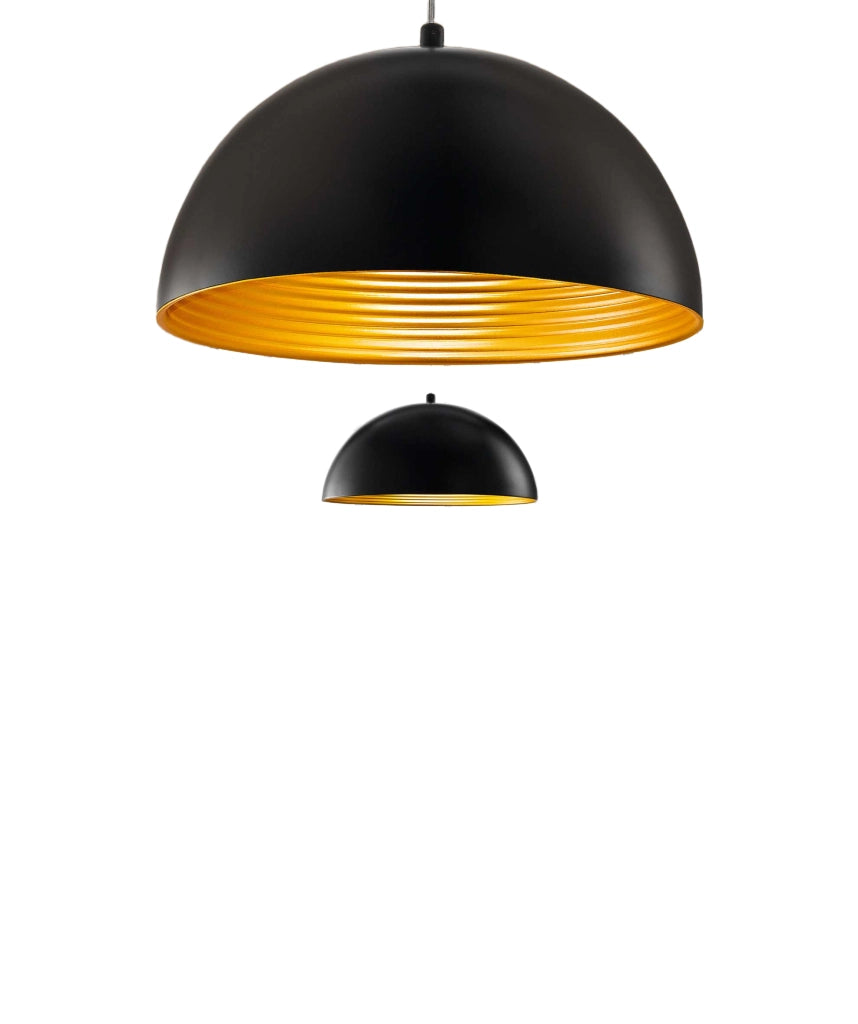 Lampada a Sospensione Dingle in Metallo Nero e Oro, Attacco E27, Design Moderno ed Elegante per Interni, Regolabile, Diametro 40cm, 3215-40-101