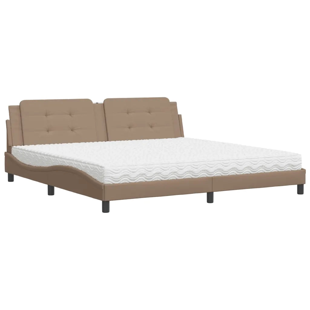 Letto con Materasso Zadar Cappuccino 200x200cm Similpelle 3208891