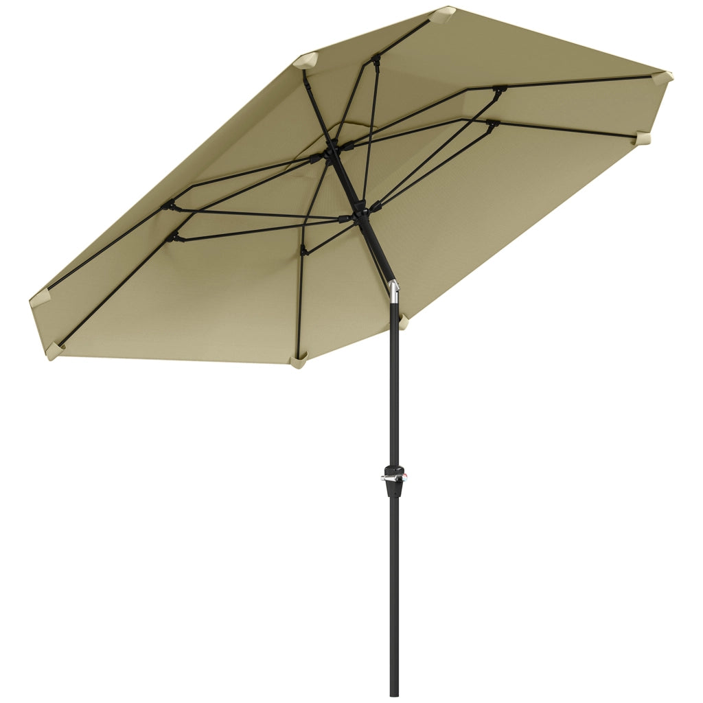 Ombrellone da Giardino ¨C zephmum ¨C Beige, Poliestere, Alluminio, Fibra di Vetro, Regolabile, 2.3 m