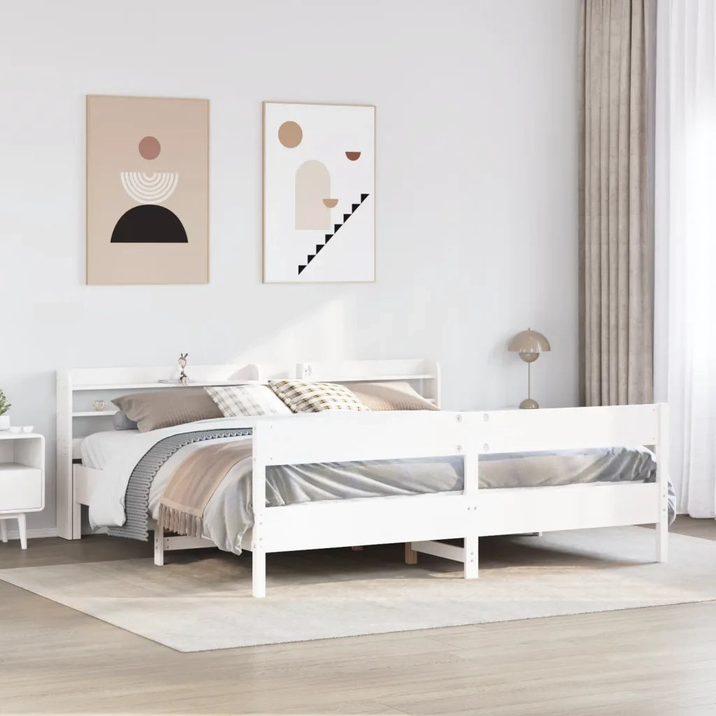 Letto senza Materasso-Struttura Letto Bianco 180x200 cm Legno Massello di Pino 480667