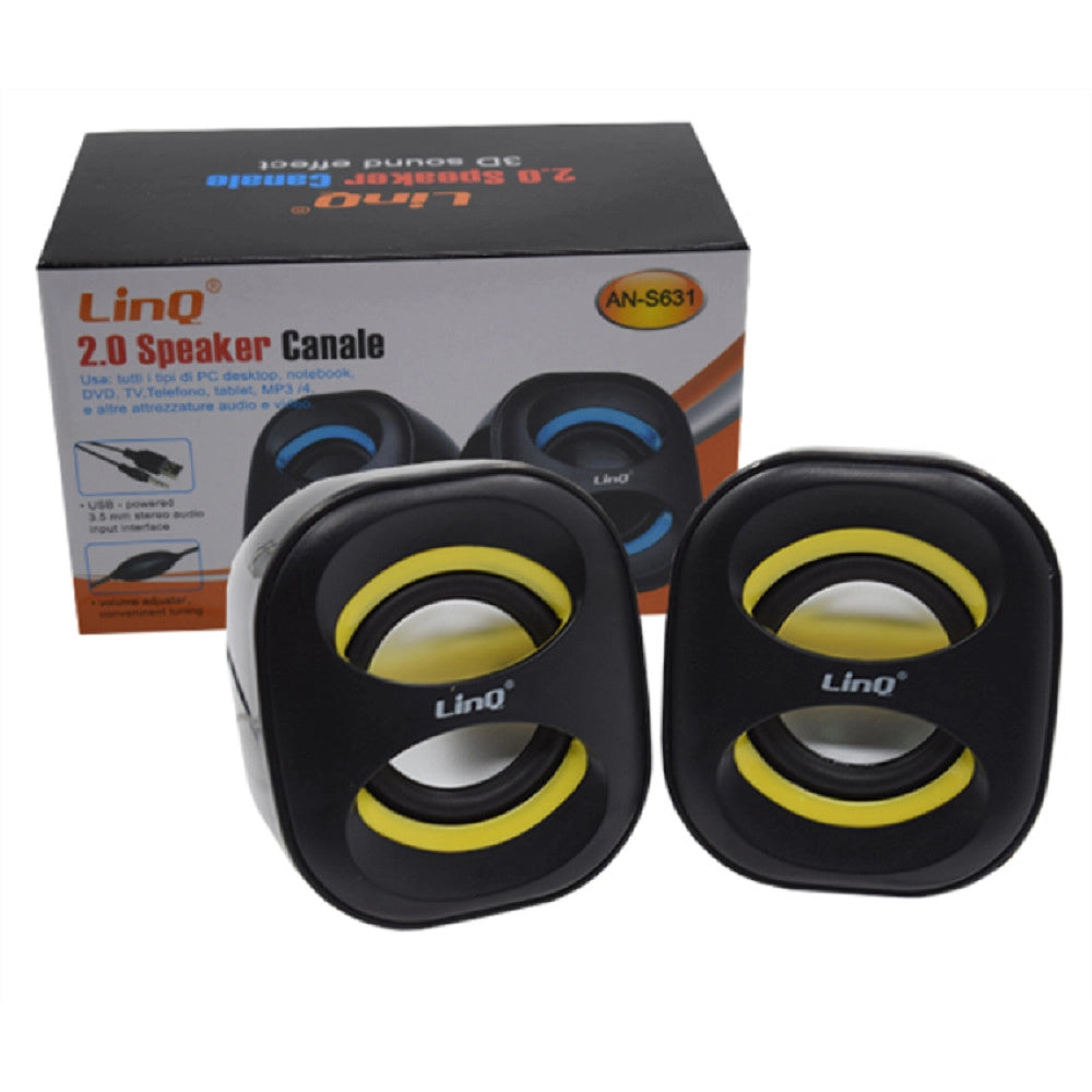 Trade Shop - Casse Speaker Usb Jack 3w Altoparlante Per Notebook Pc Tv Dvd Mp3 Tablet An-s631 -