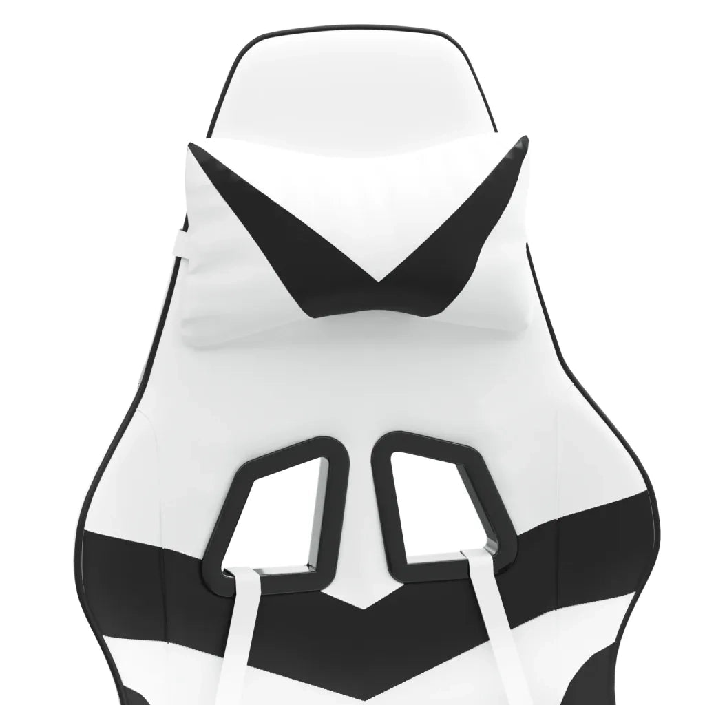 Sedia da Gaming Girevole Poggiapiedi Bianco e Nero Similpelle 349565